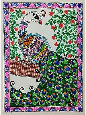 Peacock Madhubani Painting | Acrylic On Paper | By Nishu Singh