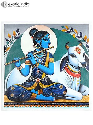 Goddess Radha with Cow | Oil Painting