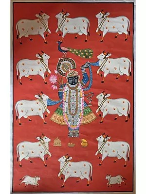 Shrinathji (Form Of Lord Krishna) | Pichwai Art | Watercolor On Cotton