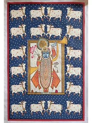 Pichwai Painting Of Lord Shrinathji | Watercolor On Cotton