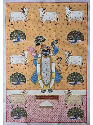 Shrinathji (A Form Of Lord Krishna) | Pichwai Art | Watercolor On Cotton