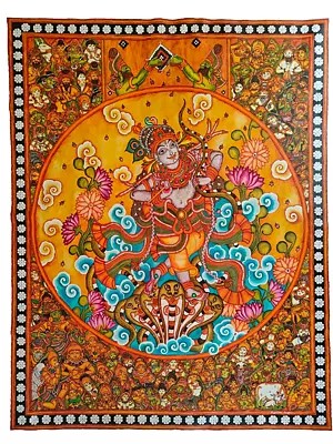 Kerala Mural Painting Of Kaliya Mardana Lord Krishna | Acrylic On Canvas