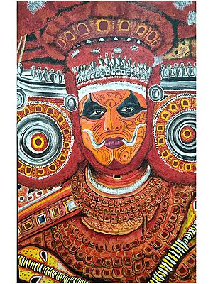 Traditional Mural Painting Of Theyyam | Acrylic On Canvas