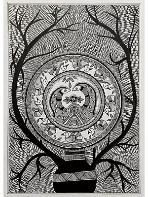 Matsya Rass Madhubani Painting | Acrylic On Handmade Paper | By Pallavi