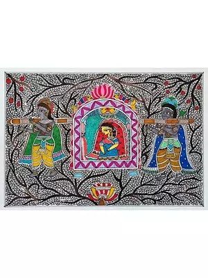 Doli Kahar Madhubani Painting | Acrylic On Handmade Paper | By Pallavi