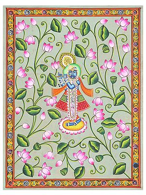 Shrinathji Playing Flute | Pichwai Painting