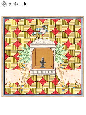 Shivalinga with Holy Cows | Pichwai Painting