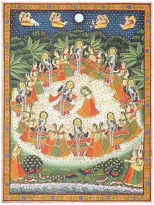 48" Krishna Raas Lila | Pichwai Painting