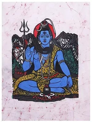 Lord Shiva at Kailasha | Batik Painting