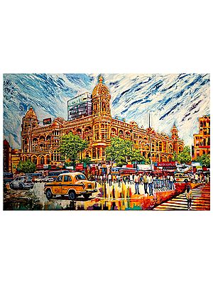 Parade Of People - Cityscape | Acrylic On Canvas | By Santanu