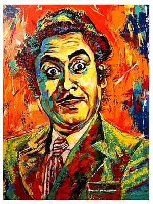 Yodelling - Portrait Of Kishore Da | Acrylic On Canvas | By Santanu