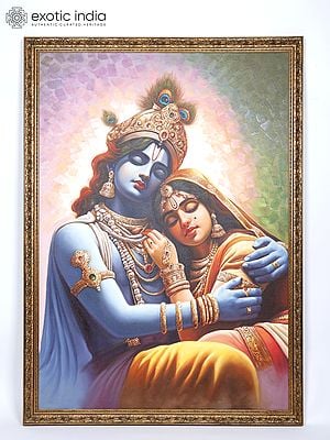 Divine Love of Radha Krishna | Oil Painting