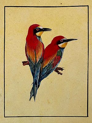 Bee Eater Bird | Watercolor & Stone Color On Handmade Sheet | By Mukesh Vijay