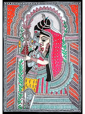 Madhubani Shiv Parvati Painting | Alcohol Markers And Fineliners On Paper | By Ruchi
