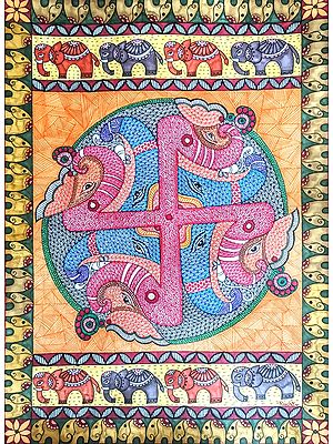 Madhubani Ganesha And Swastika Painting | Alcohol Markers And Fineliners On Paper | By Ruchi