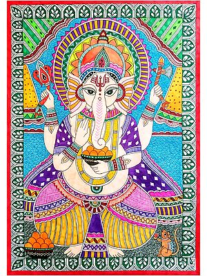 Madhubani Ganpati Maharaj Painting | Alcohol Markers And Fineliners On Paper | By Ruchi