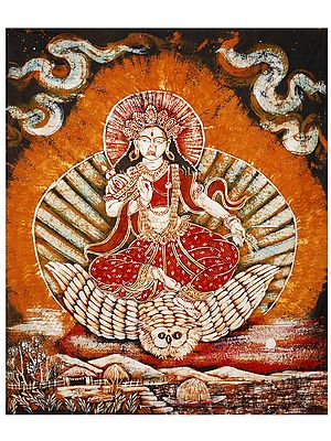 Lakshmi - Goddess of Prosperity with The Wealth Pot | Batik Painting