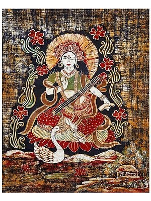 Padmasana Devi Saraswati | Batik Painting