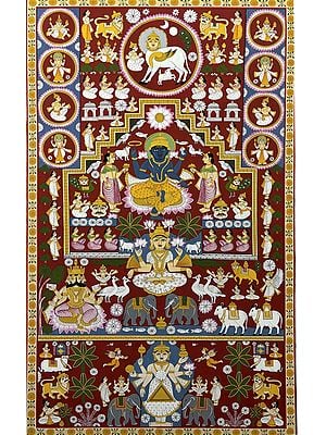 Pichwai Painting Of Gods And Goddess | Natural Color On Cloth | By Dheeraj Munot