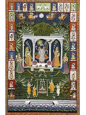 Divine Darshan Of Lord Shrinathji Pichwai Painting | Natural Color On Cloth | By Dheeraj Munot