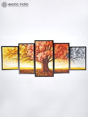 Set of Five Tree Paintings | Wall Decor Art | With Frame