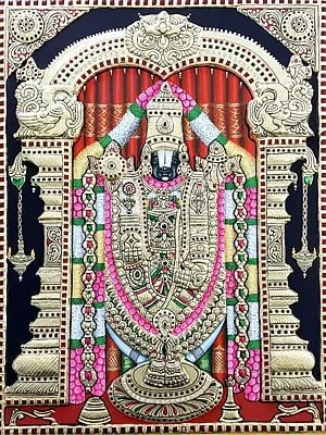 Lord Tirupati Balaji Tanjore Painting | Traditional Colors with Gold Work