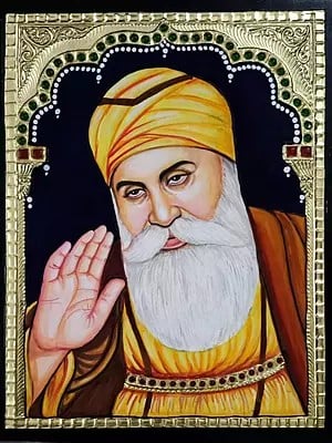 Guru Nanak Dev Ji Tanjore Painting | Traditional Colors with Gold Work