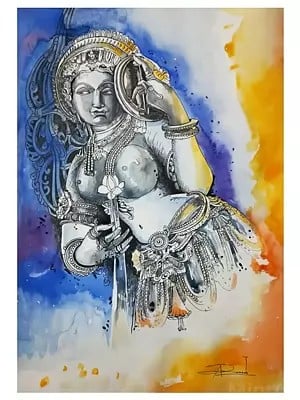 Beautiful Apsara | Watercolor On Paper | By Ramesh Sawale