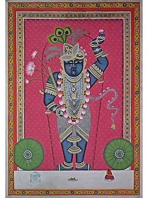 Vishnu Roopam Shrinathji | Pichwai Painting | Stone Color On Cotton Cloth | By Narendra Kumar