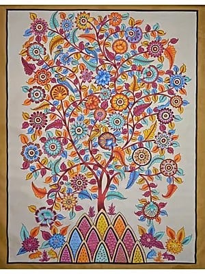 Tree Of Life | Kalamkari Painting | Stone Color On Cotton Cloth | By Narendra Kumar