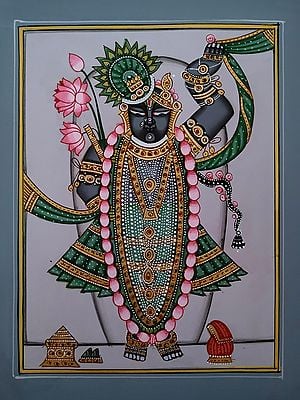 Pichawai Painting Of Shrinathji | Pichwai Painting | Watercolor On Paper | By Babu Lal Sharma