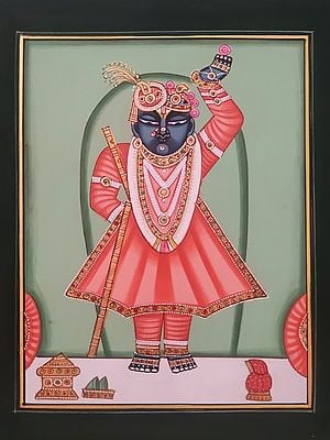 Regality Of Shrinathji | Pichwai Painting | Watercolor On Paper | By Babu Lal Sharma