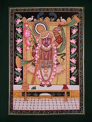 Kanhaji As Shrinathji | Pichwai Painting | Watercolor On Paper | By Babu Lal Sharma