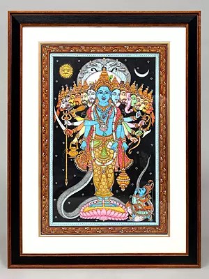 Lord Krishna Showing Vishvarupa to Arjuna | Framed Pattachitra Painting