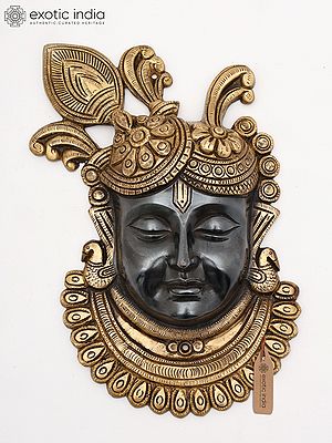 10" Shrinathji Face Wall Hanging | Brass Statue