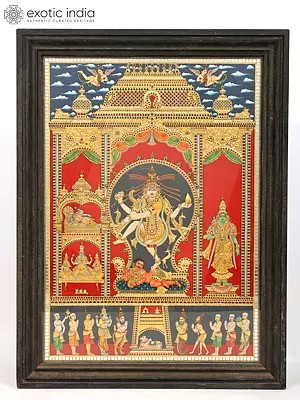 Nataraja - Dancing Lord Shiva | Framed Tanjore Painting with Gold Work