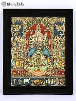 Lord Hanuman - An Avatara of Lord Shiva | 24 Karat Gold Work | Framed Tanjore Painting