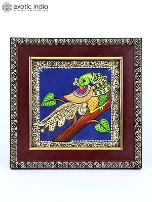 Parrot | 24 Karat Gold Work | Framed Tanjore Painting