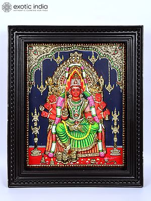 Goddess Mariamman | 24 Karat Gold Work | Framed Tanjore Painting