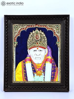 Sai Baba | 24 Karat Gold Work | Framed Tanjore Painting