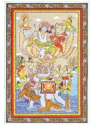 Gajendra Moksha | Superfine Pattachitra Painting