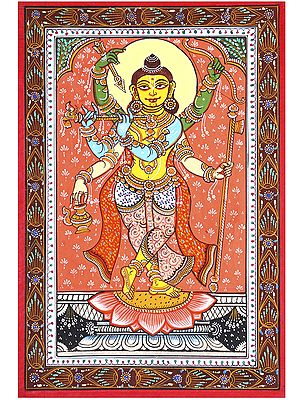 Lord Krishna Composite form with Rama and Parashurama | Pattachitra Painting