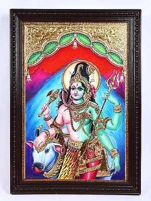 Ardhanarishvara (Shiva-Shakti) | 24 Karat Gold Work | Award Winning Tanjore Painting