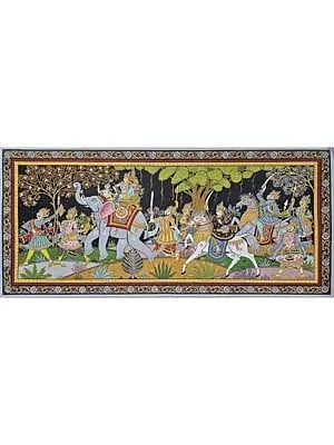 Pattachitra Painting- Grand Royal Procession | Watercolor On Handmade Canvas