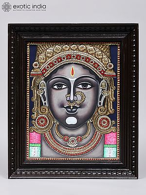 Goddess Garbarakshambigai | 24 Karat Gold Work | Framed Tanjore Painting