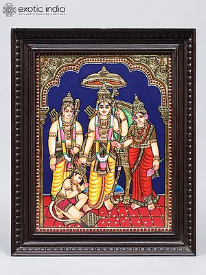 Shri Ram Darbar | 24 Karat Gold Work | Framed Tanjore Painting