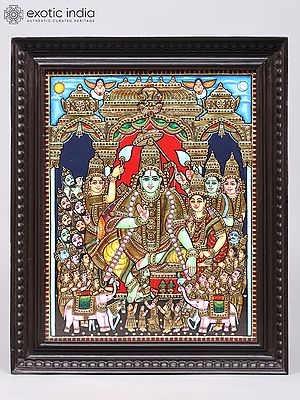 Shri Rama Pattabhishekam | 24 Karat Gold | Framed Tanjore Painting