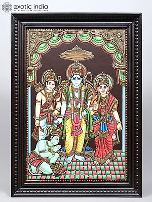 Shri Ram Darbar | 24 Karat Gold Work | Framed Tanjore Painting