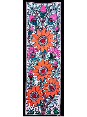 Flowers - Madhubani Painting | Alcohol Markers and Fineliners on Paper | by Ruchi