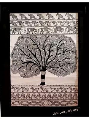 Tree of Life Painting | Acrylic on Canvas | Mithila Art | by Vidhi Joshi